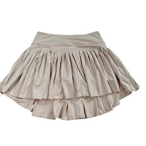 Goldhinge Tennis Skort Golf Beige Praline Light Pleated Active Skirt Large